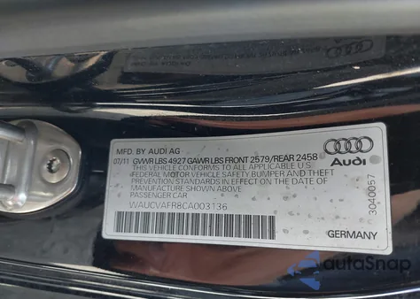 2012 Audi S5 4.2 Premium Plus из США, поврежденный, VIN WAUCVAFR8CA003136